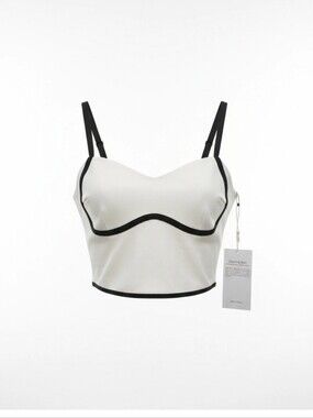 AugIris Yoga Airbrush Streamlined Bra Tank in Ivory / Black Size Medium New